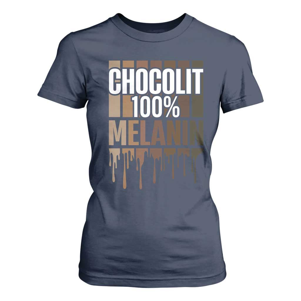 Funny Chocolit 100% T Shirt For Women African American Melanin Black Pride TS11 Navy Print Your Wear