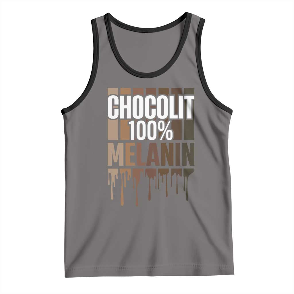 Funny Chocolit 100% Tank Top African American Melanin Black Pride TS11 Deep Heather Black Print Your Wear