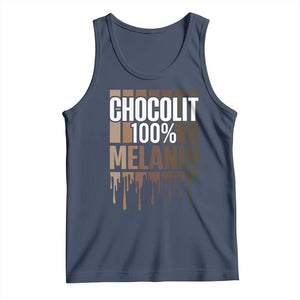 Funny Chocolit 100% Tank Top African American Melanin Black Pride TS11 Navy Print Your Wear