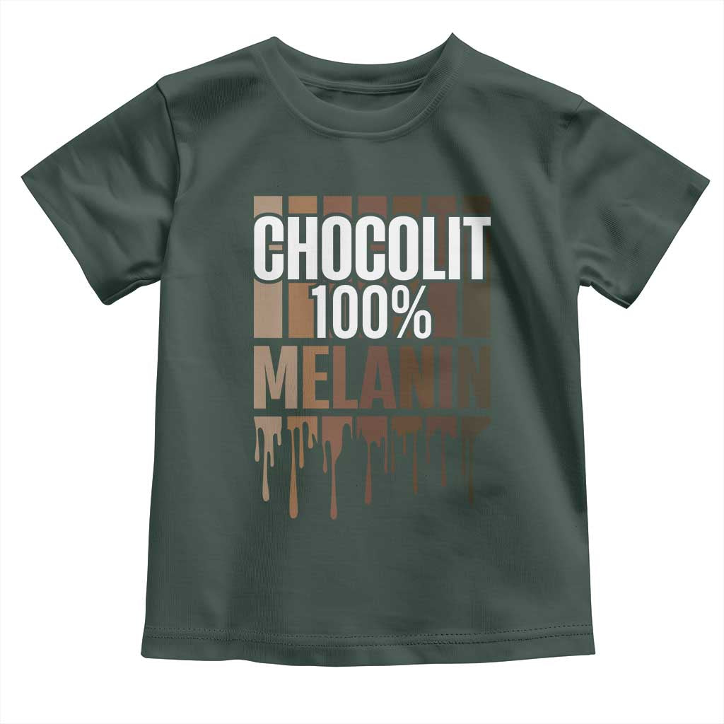 Funny Chocolit 100% Toddler T Shirt African American Melanin Black Pride TS11 Dark Forest Green Print Your Wear