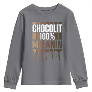Funny Chocolit 100% Youth Sweatshirt African American Melanin Black Pride TS11 Charcoal Print Your Wear