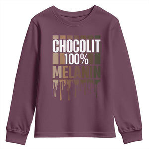 Funny Chocolit 100% Youth Sweatshirt African American Melanin Black Pride TS11 Maroon Print Your Wear