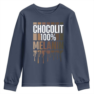 Funny Chocolit 100% Youth Sweatshirt African American Melanin Black Pride TS11 Navy Print Your Wear