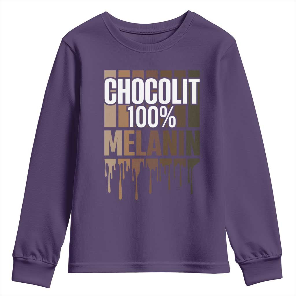 Funny Chocolit 100% Youth Sweatshirt African American Melanin Black Pride TS11 Purple Print Your Wear