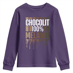 Funny Chocolit 100% Youth Sweatshirt African American Melanin Black Pride TS11 Purple Print Your Wear