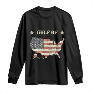 Trump 2025 Gulf Of USA American Flag Long Sleeve Shirt TS11 Black Print Your Wear