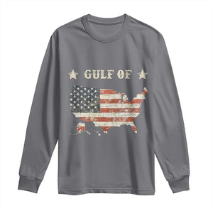Trump 2025 Gulf Of USA American Flag Long Sleeve Shirt TS11 Charcoal Print Your Wear