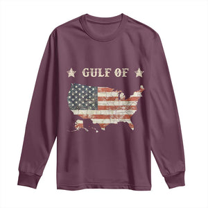 Trump 2025 Gulf Of USA American Flag Long Sleeve Shirt TS11 Maroon Print Your Wear