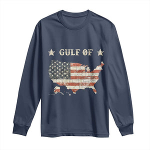 Trump 2025 Gulf Of USA American Flag Long Sleeve Shirt TS11 Navy Print Your Wear