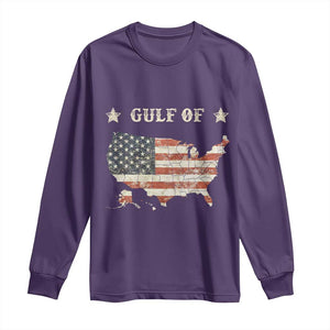 Trump 2025 Gulf Of USA American Flag Long Sleeve Shirt TS11 Purple Print Your Wear