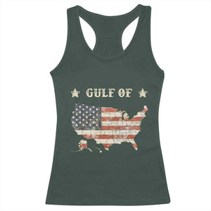 Trump 2025 Gulf Of USA American Flag Racerback Tank Top TS11 Dark Forest Green Print Your Wear