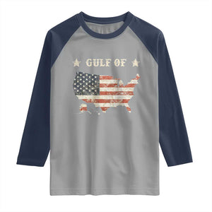Trump 2025 Gulf Of USA American Flag Raglan Shirt TS11 Sport Gray Navy Print Your Wear