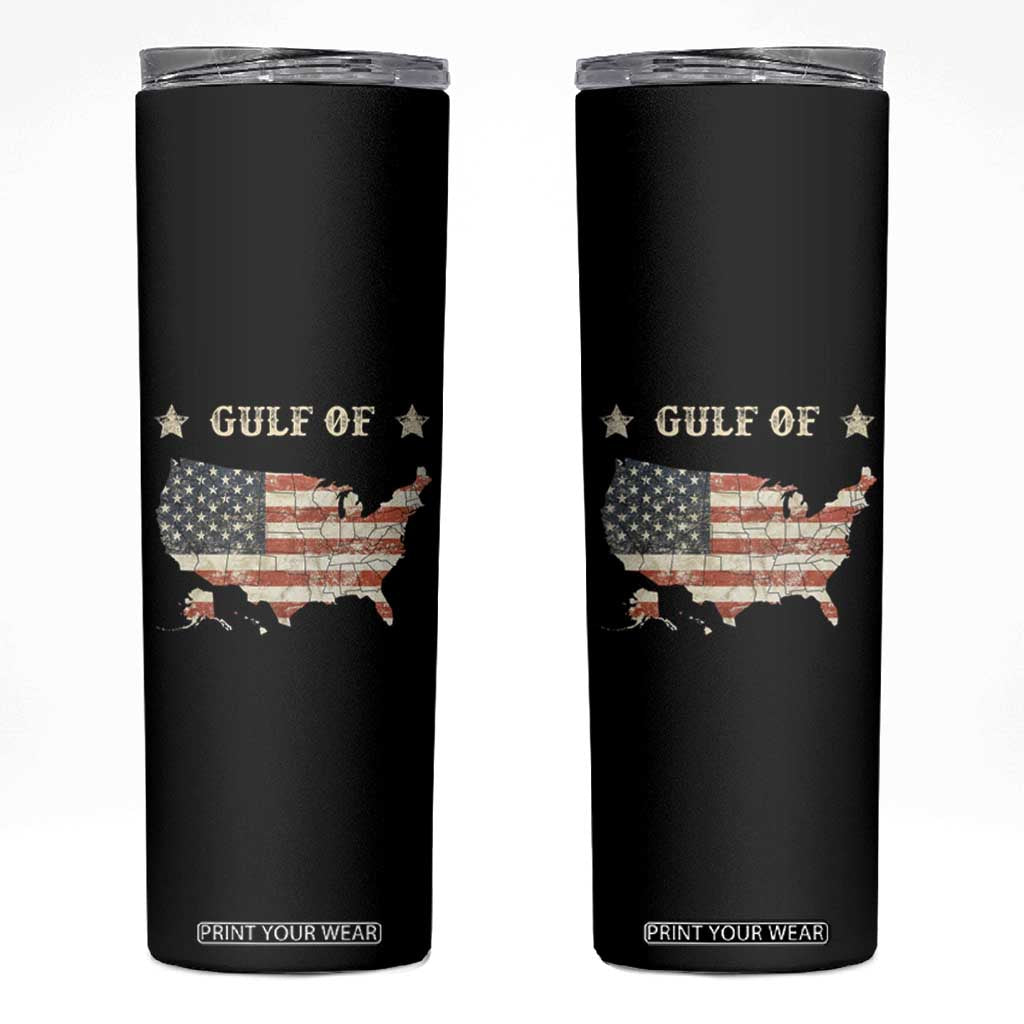 Trump 2025 Gulf Of USA American Flag Skinny Tumbler TS11 Black Print Your Wear