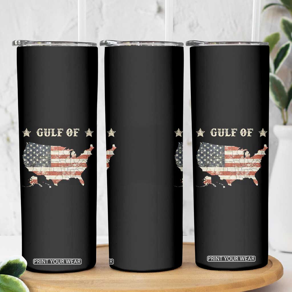 Trump 2025 Gulf Of USA American Flag Skinny Tumbler TS11 Print Your Wear