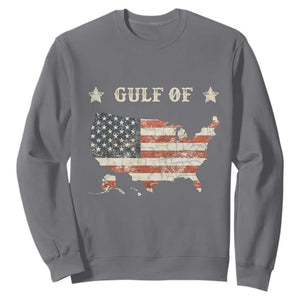 Trump 2025 Gulf Of USA American Flag Sweatshirt TS11 Charcoal Print Your Wear