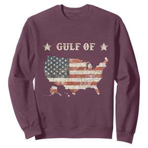 Trump 2025 Gulf Of USA American Flag Sweatshirt TS11 Maroon Print Your Wear