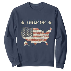 Trump 2025 Gulf Of USA American Flag Sweatshirt TS11 Navy Print Your Wear