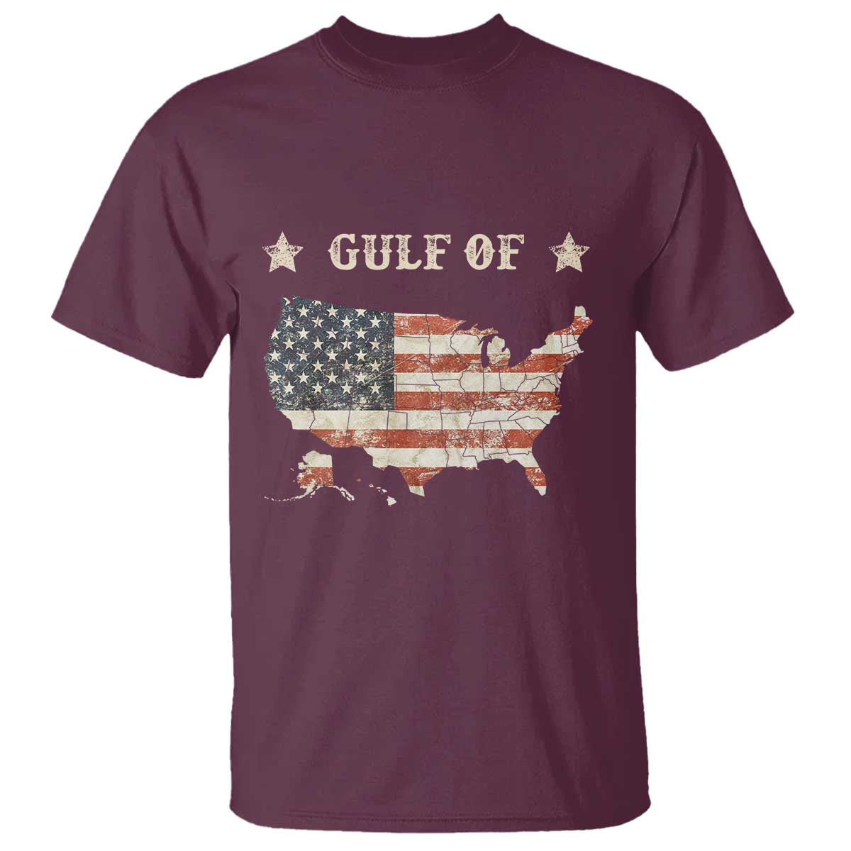 Trump 2025 Gulf Of USA American Flag T Shirt TS11 Maroon Print Your Wear
