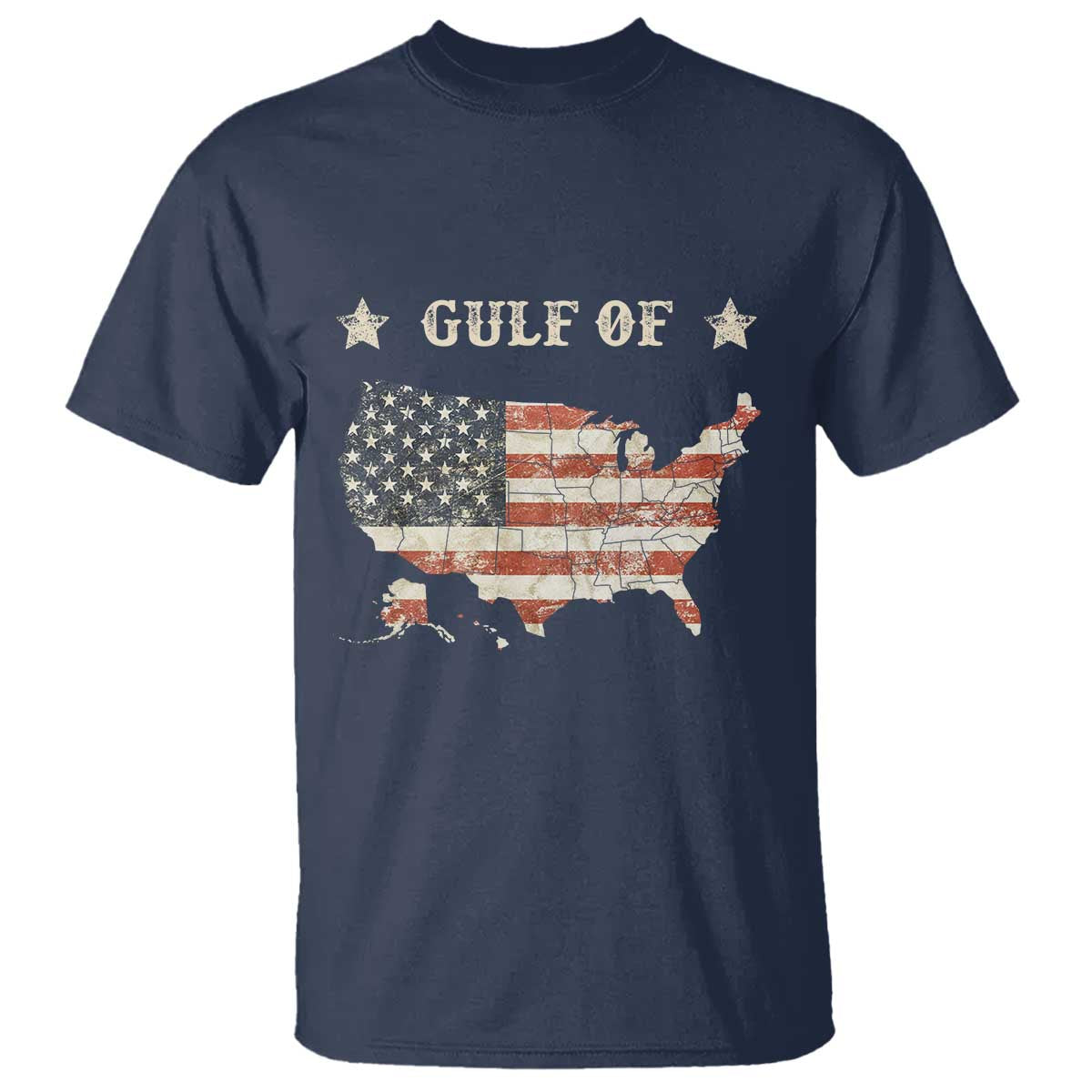 Trump 2025 Gulf Of USA American Flag T Shirt TS11 Navy Print Your Wear