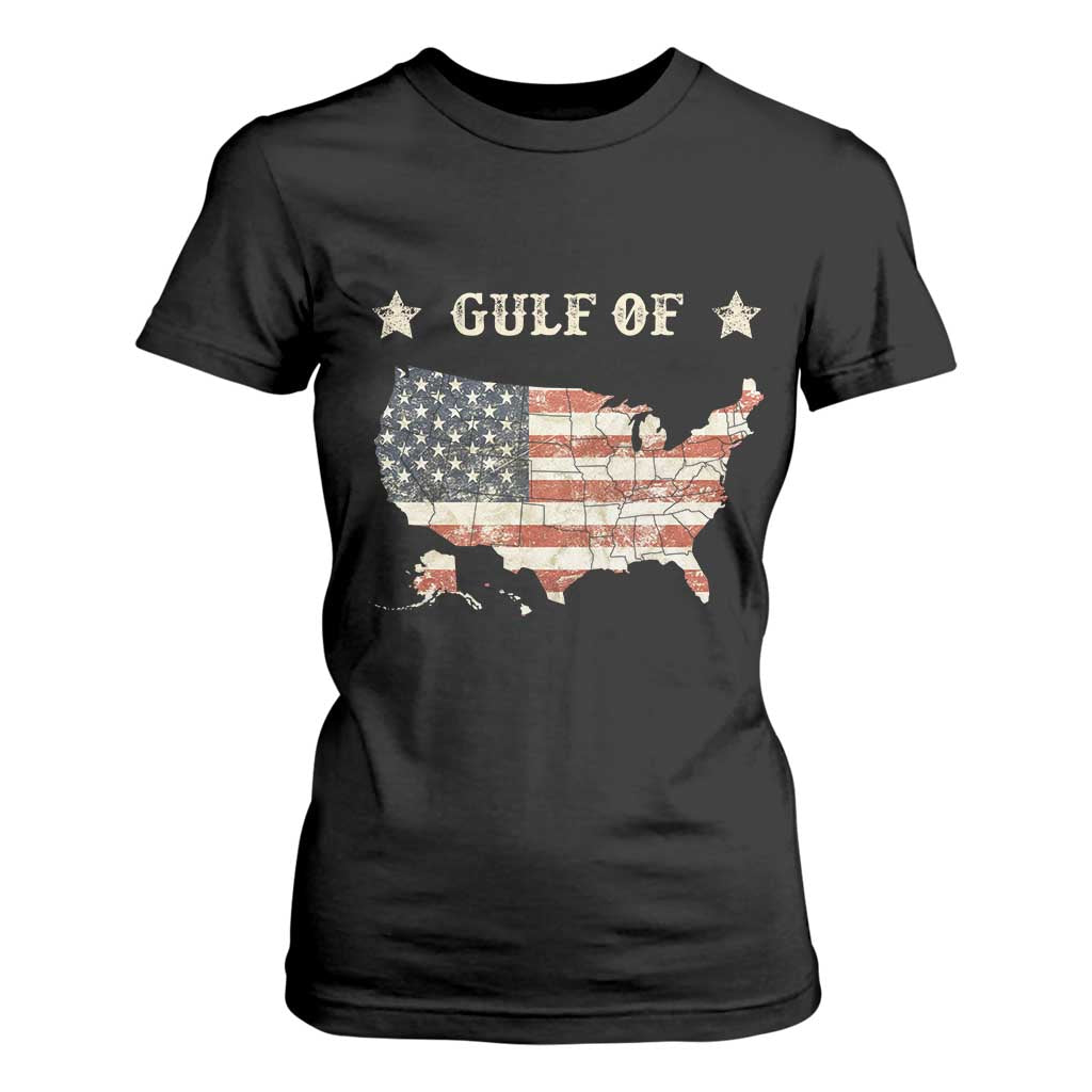 Trump 2025 Gulf Of USA American Flag T Shirt For Women TS11 Black Print Your Wear