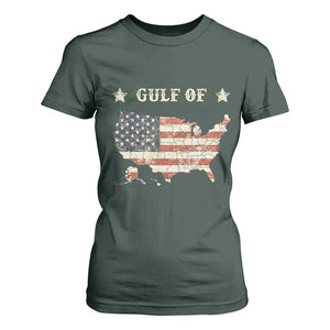 Trump 2025 Gulf Of USA American Flag T Shirt For Women TS11 Dark Forest Green Print Your Wear