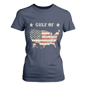 Trump 2025 Gulf Of USA American Flag T Shirt For Women TS11 Navy Print Your Wear