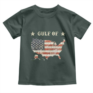 Trump 2025 Gulf Of USA American Flag Toddler T Shirt TS11 Dark Forest Green Print Your Wear