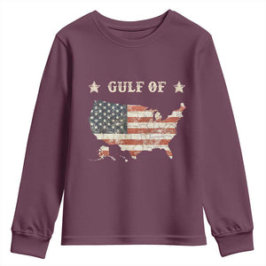 Trump 2025 Gulf Of USA American Flag Youth Sweatshirt TS11 Maroon Print Your Wear