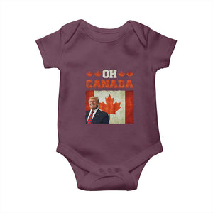 Funny Trump 2025 Oh Canada Baby Onesie Vintage Canadian Flag TS11 Maroon Print Your Wear