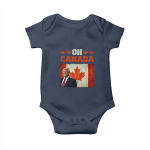 Funny Trump 2025 Oh Canada Baby Onesie Vintage Canadian Flag TS11 Navy Print Your Wear