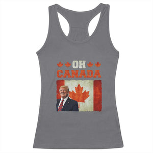 Funny Trump 2025 Oh Canada Racerback Tank Top Vintage Canadian Flag TS11 Charcoal Print Your Wear