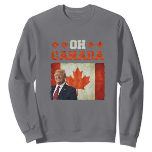 Funny Trump 2025 Oh Canada Sweatshirt Vintage Canadian Flag TS11 Charcoal Print Your Wear