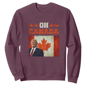 Funny Trump 2025 Oh Canada Sweatshirt Vintage Canadian Flag TS11 Maroon Print Your Wear