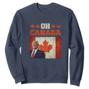 Funny Trump 2025 Oh Canada Sweatshirt Vintage Canadian Flag TS11 Navy Print Your Wear