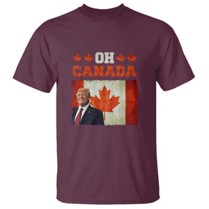 Funny Trump 2025 Oh Canada T Shirt Vintage Canadian Flag TS11 Maroon Print Your Wear