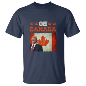 Funny Trump 2025 Oh Canada T Shirt Vintage Canadian Flag TS11 Navy Print Your Wear