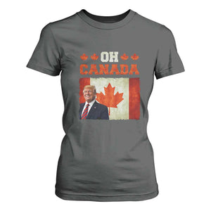 Funny Trump 2025 Oh Canada T Shirt For Women Vintage Canadian Flag TS11 Dark Heather Print Your Wear