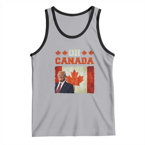 Funny Trump 2025 Oh Canada Tank Top Vintage Canadian Flag TS11 Athletic Heather Black Print Your Wear