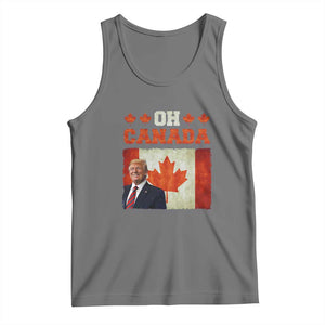 Funny Trump 2025 Oh Canada Tank Top Vintage Canadian Flag TS11 Black Heather Print Your Wear
