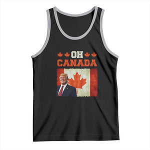 Funny Trump 2025 Oh Canada Tank Top Vintage Canadian Flag TS11 Black Athletic Heather Print Your Wear