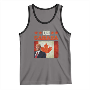 Funny Trump 2025 Oh Canada Tank Top Vintage Canadian Flag TS11 Deep Heather Black Print Your Wear