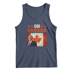 Funny Trump 2025 Oh Canada Tank Top Vintage Canadian Flag TS11 Navy Print Your Wear