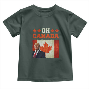 Funny Trump 2025 Oh Canada Toddler T Shirt Vintage Canadian Flag TS11 Dark Forest Green Print Your Wear
