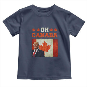 Funny Trump 2025 Oh Canada Toddler T Shirt Vintage Canadian Flag TS11 Navy Print Your Wear