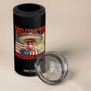 Funny Trump 2025 Welcome To America's Gulf 4 in 1 Can Cooler Tumbler Vintage American Flag Sombrero Hat TS11 Print Your Wear