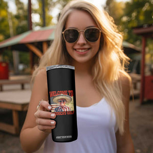 Funny Trump 2025 Welcome To America's Gulf Skinny Tumbler Vintage American Flag Sombrero Hat TS11 Print Your Wear