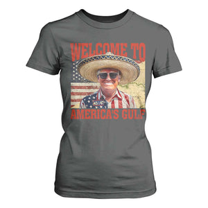 Funny Trump 2025 Welcome To America's Gulf T Shirt For Women Vintage American Flag Sombrero Hat TS11 Dark Heather Print Your Wear