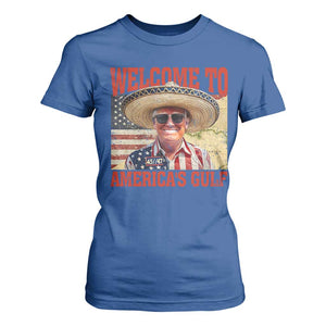 Funny Trump 2025 Welcome To America's Gulf T Shirt For Women Vintage American Flag Sombrero Hat TS11 Royal Blue Print Your Wear