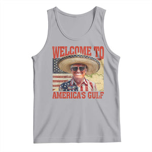 Funny Trump 2025 Welcome To America's Gulf Tank Top Vintage American Flag Sombrero Hat TS11 Athletic Heather Print Your Wear