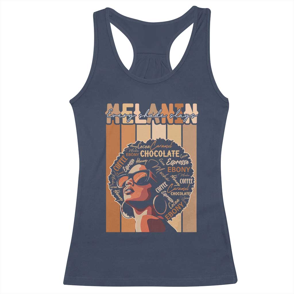 Melanin Every Shade Slays Racerback Tank Top Melanin Afro Queen African American Pride TS11 Navy Print Your Wear